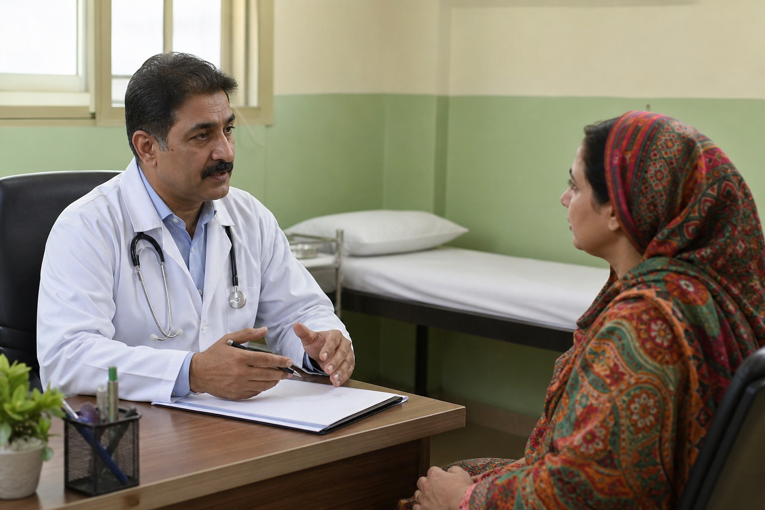 Pakistani doctor consulting a patient
